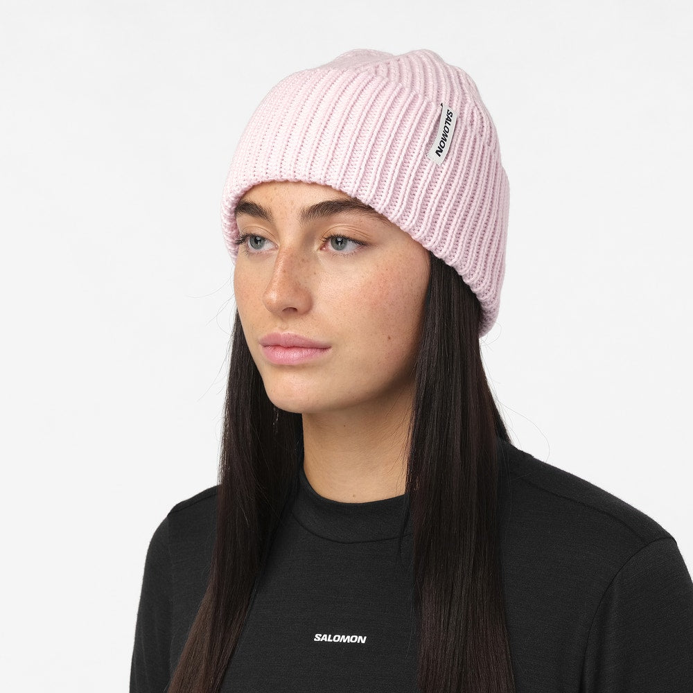 Wool Blend Knit Beanie - Brown