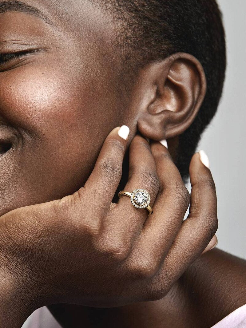 Gold-Plated Round Halo Ring