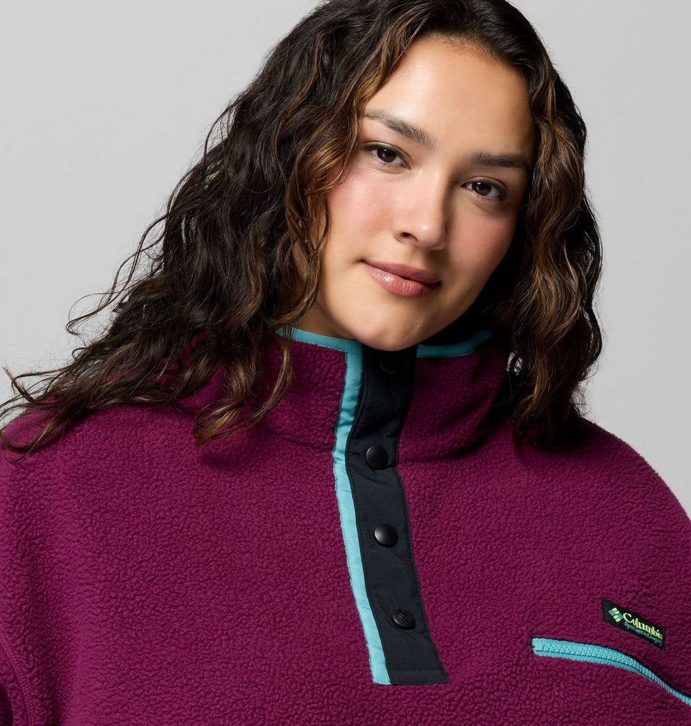 Women's Plus Cropped Sherpa Half-Snap Pullover - Tan