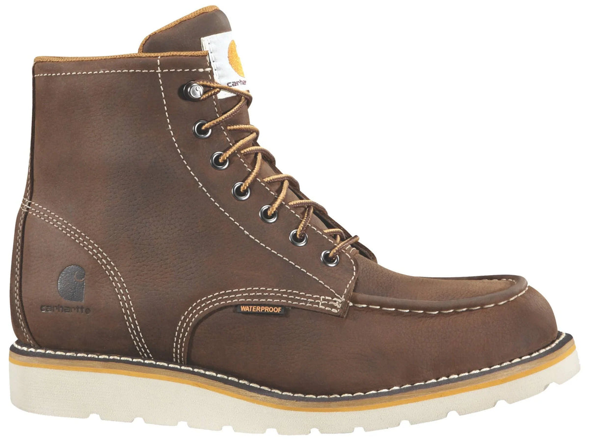Men's 6-Inch Waterproof Moc Toe Wedge Boot - Brown
