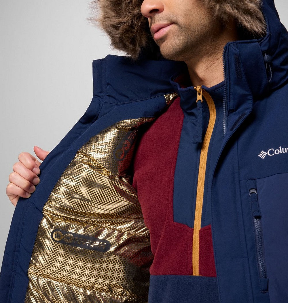 Men's Hooded Insulated Parka - Brown Black