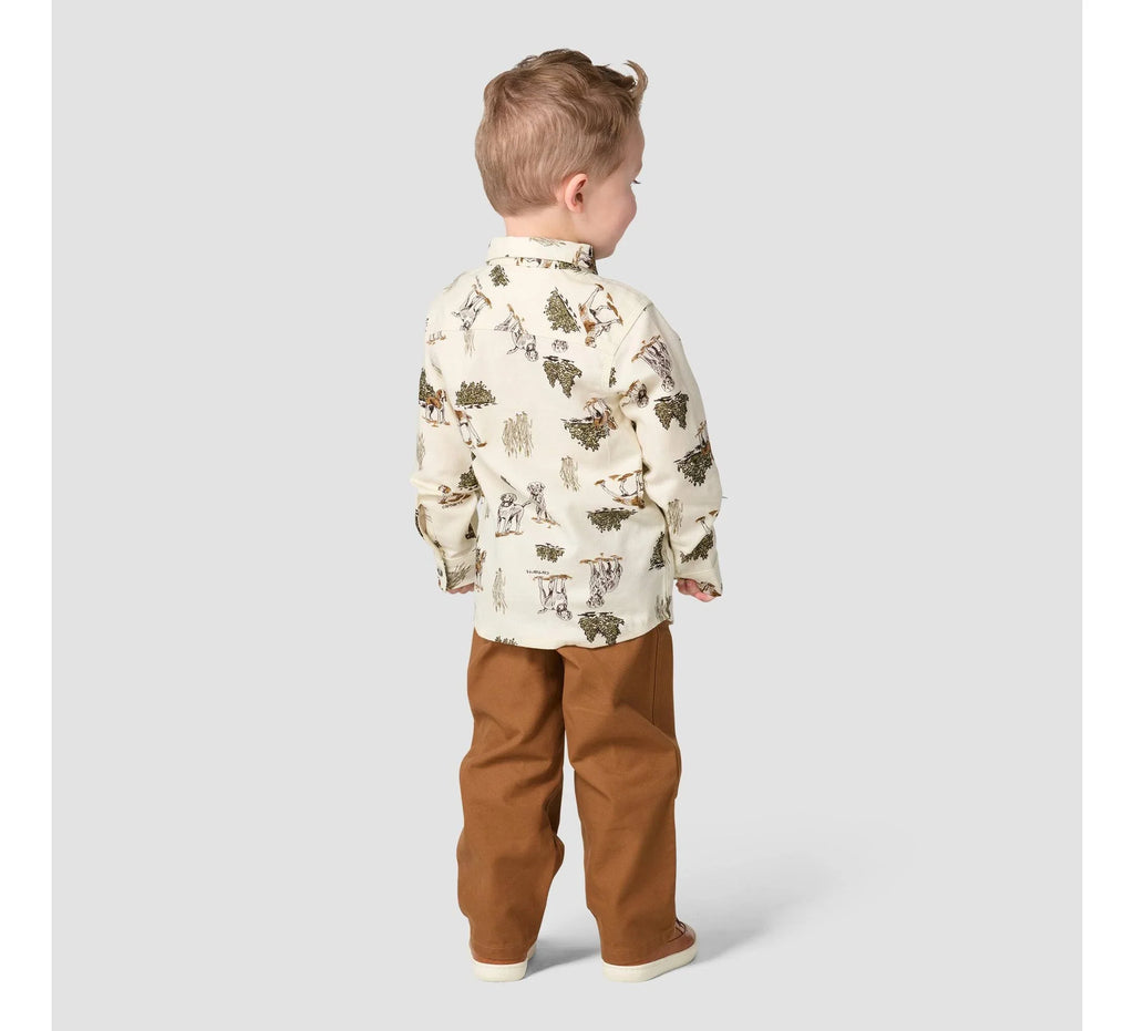 Toddler Plaid Shirt And Canvas Pant Set - Brown