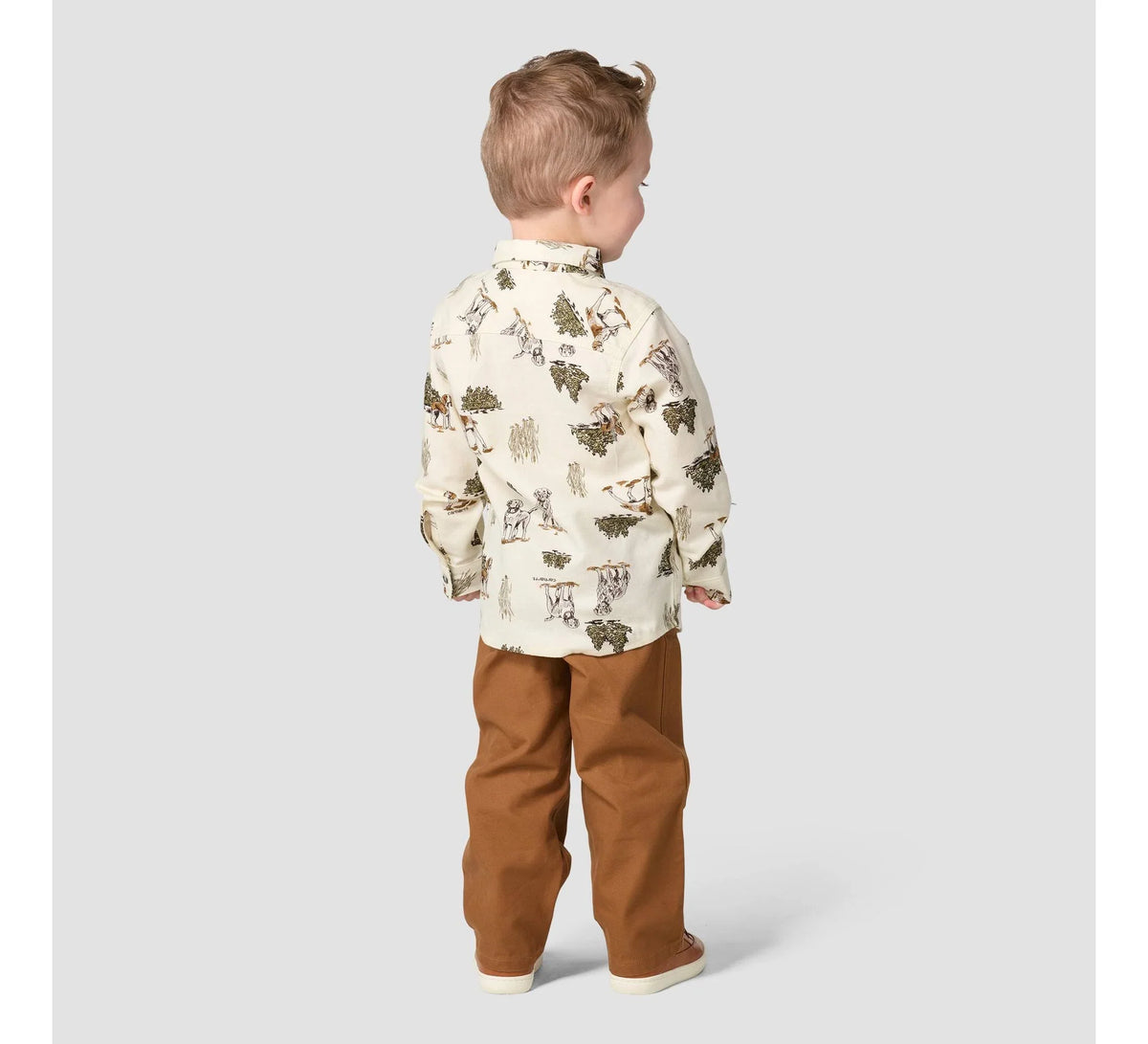 Toddler Plaid Shirt And Canvas Pant Set - Brown