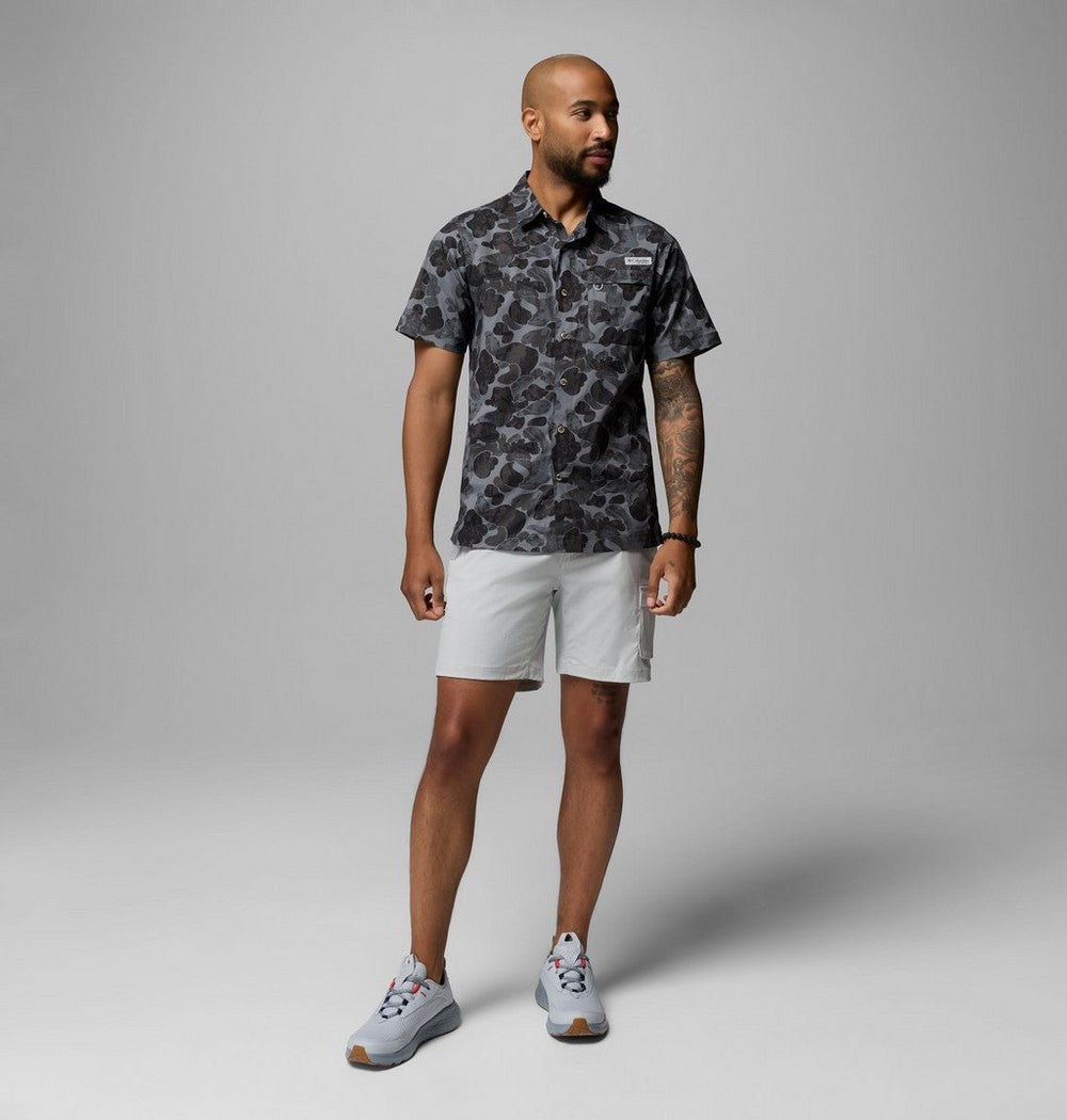 Men's Short-Sleeve Cotton Camp Shirt - Gray