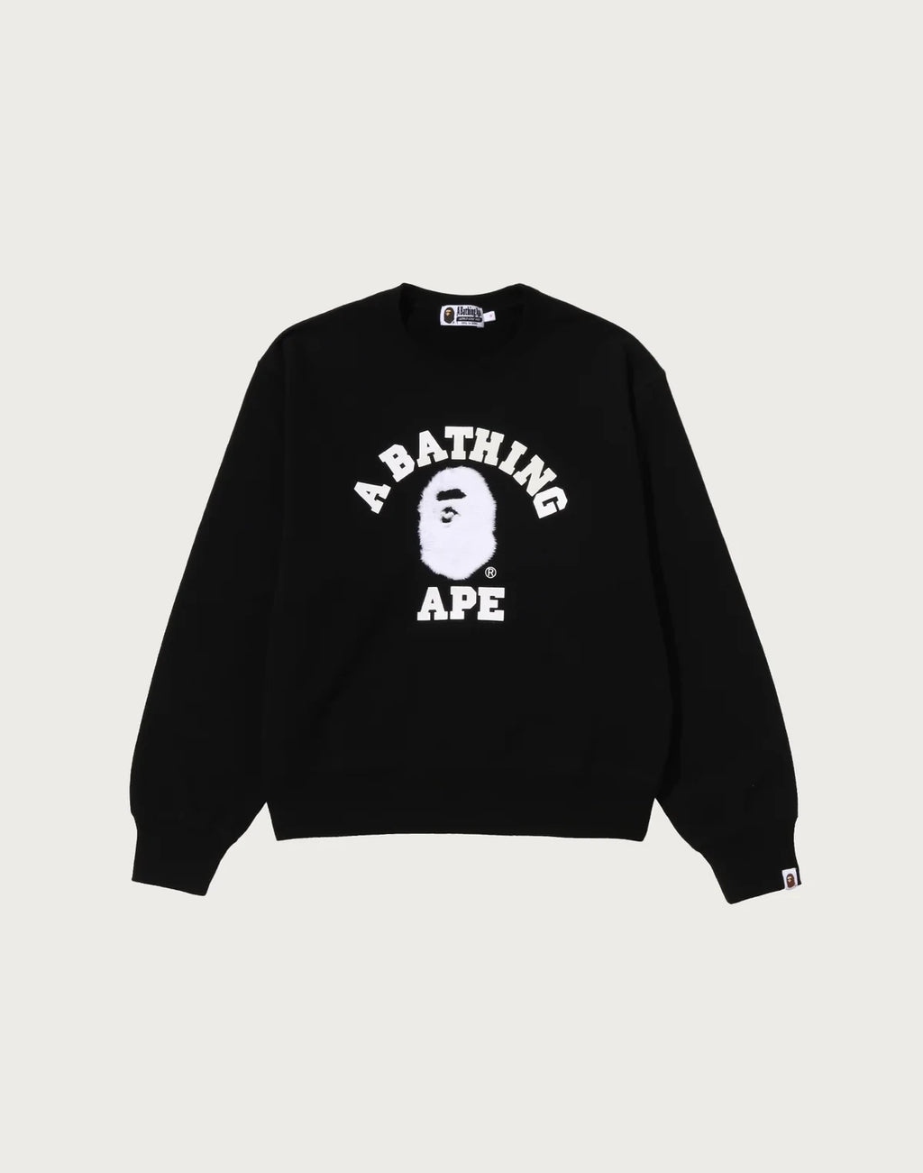 Women's Cotton Fleece Patch Crewneck - Black