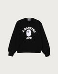 Women's Cotton Fleece Patch Crewneck - Black