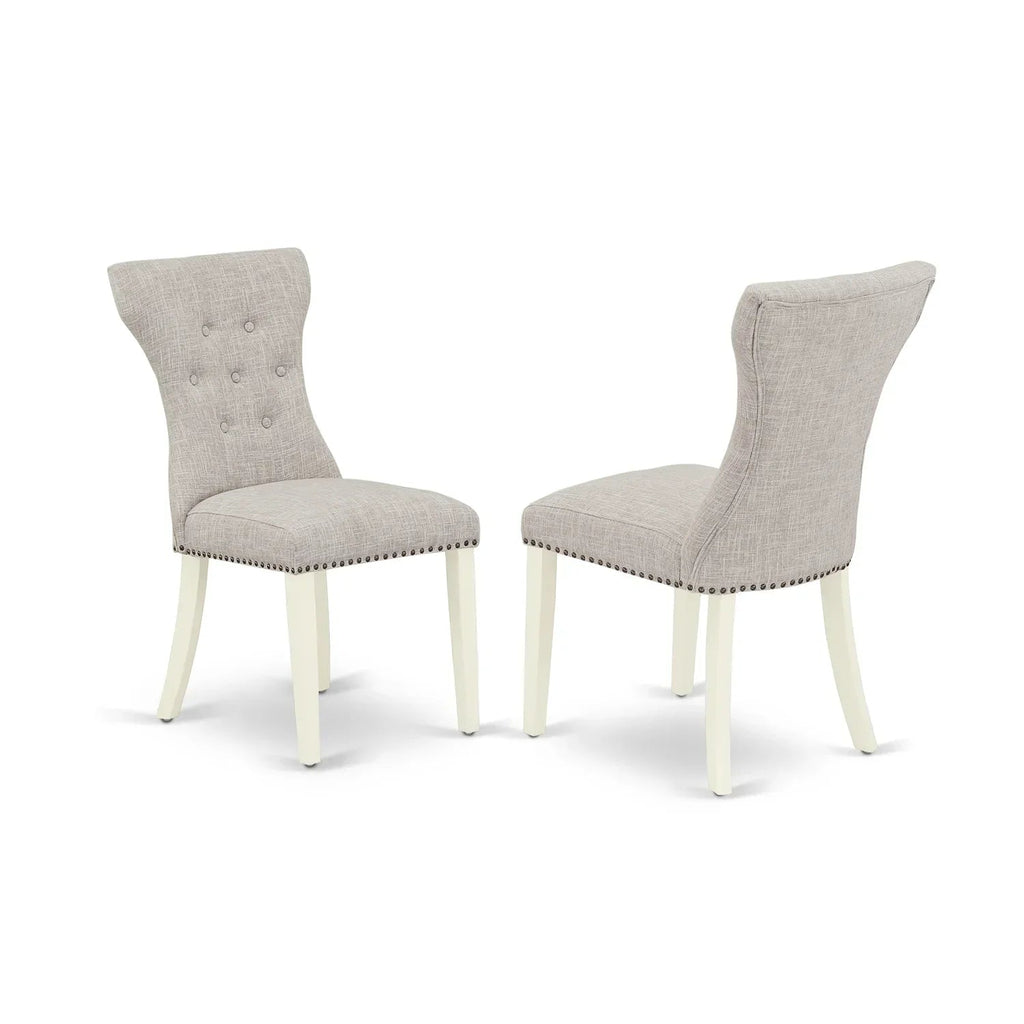 HomeStock 6-Piece Kitchen Dinette Set With Doeskin Linen Fabric Chairs, Bench And Linen White Table - Rustic Recluse