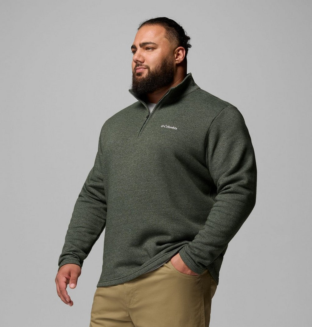 Men's Big Cotton-Blend Half-Zip Pullover - Black