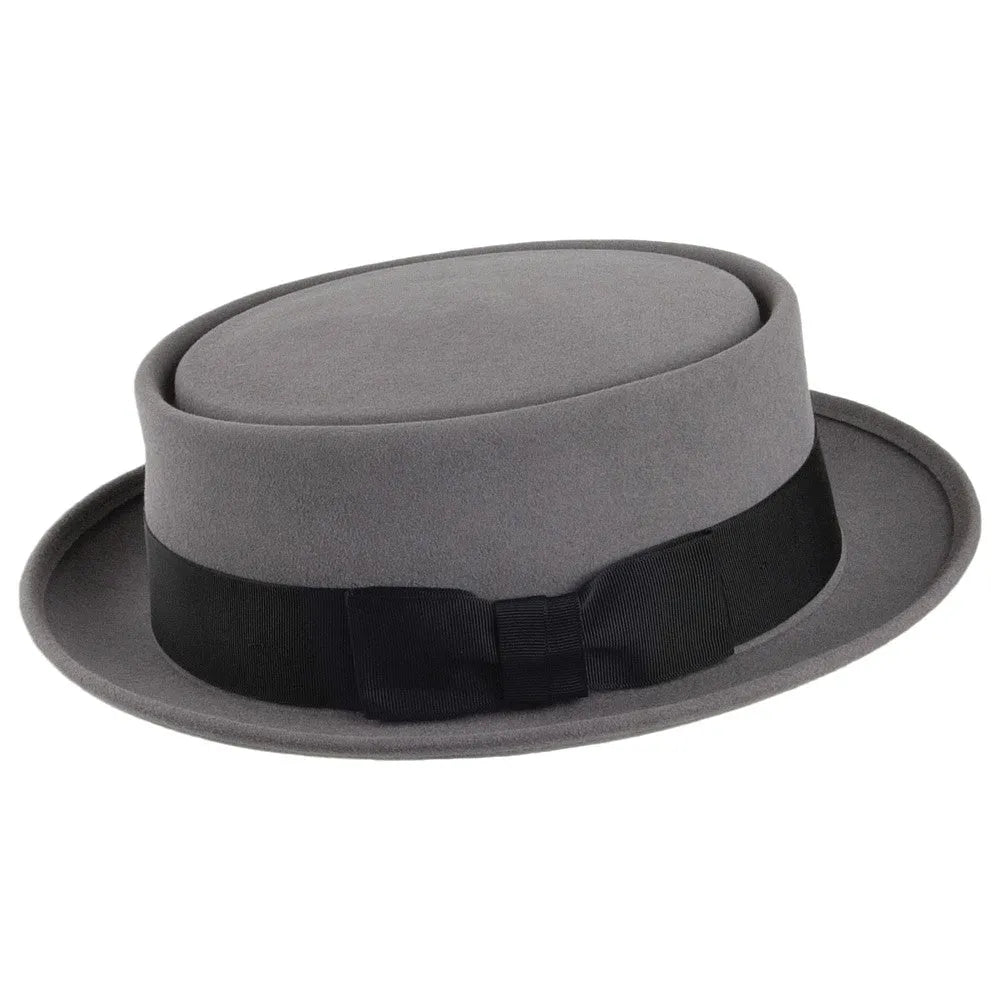 Thread Christys Hats Monk Fur Felt Pork Pie Hat - Light Grey