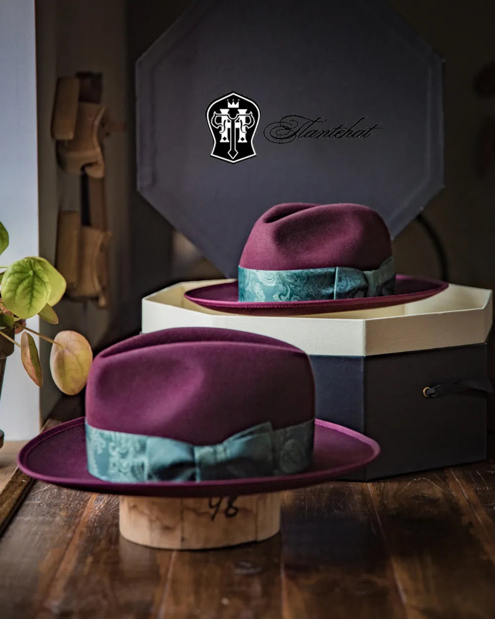 Bespoke Handmade Fedora - Special Hat Band-Dark Burgundy