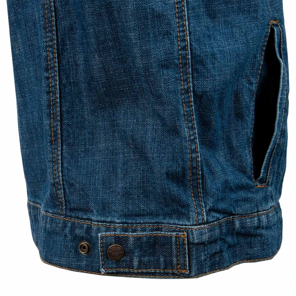 Men's Stone-Washed Denim Motorcycle Vest - Blue