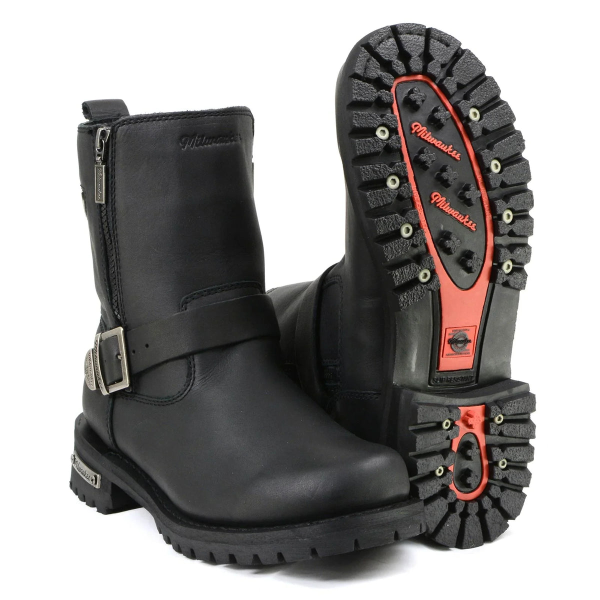Men's Zip Motorcycle Boots - Black