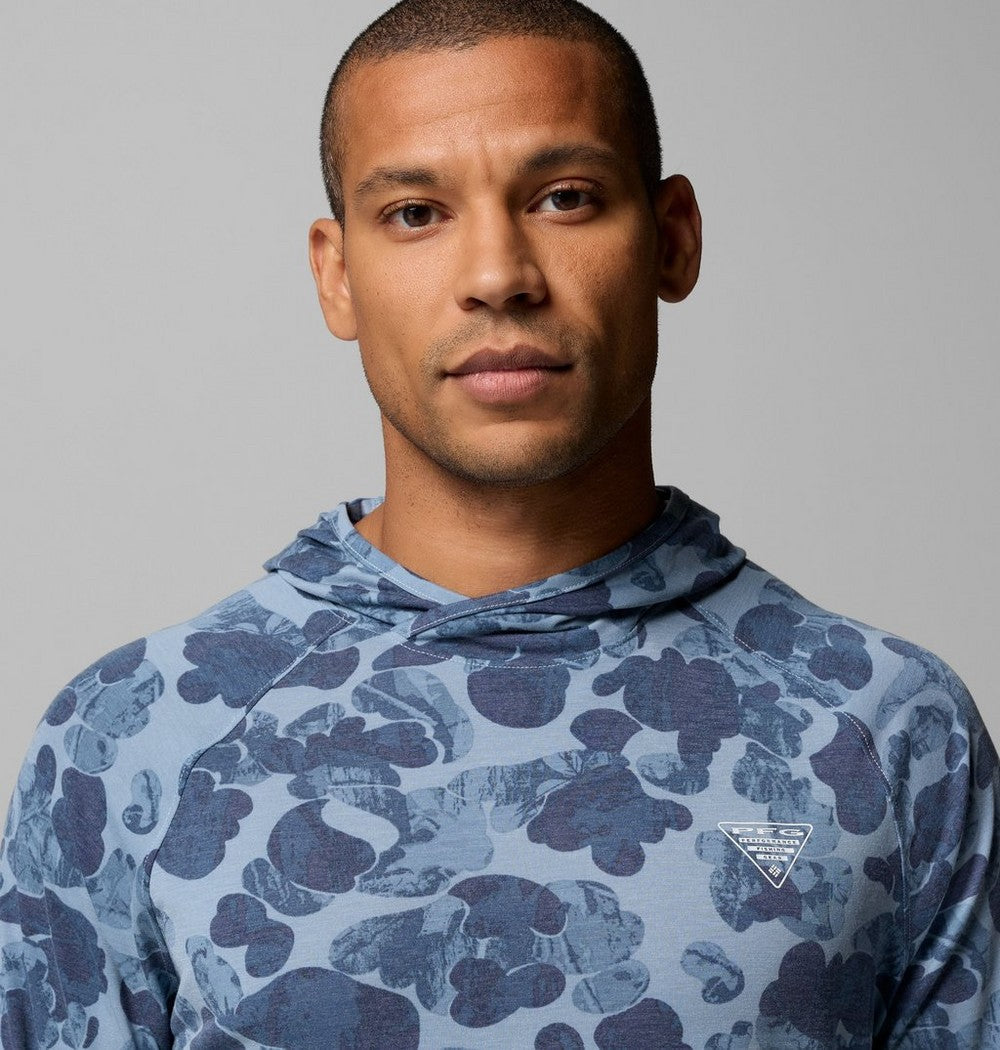 Men's Printed Fishing Hoodie - Gray Camo