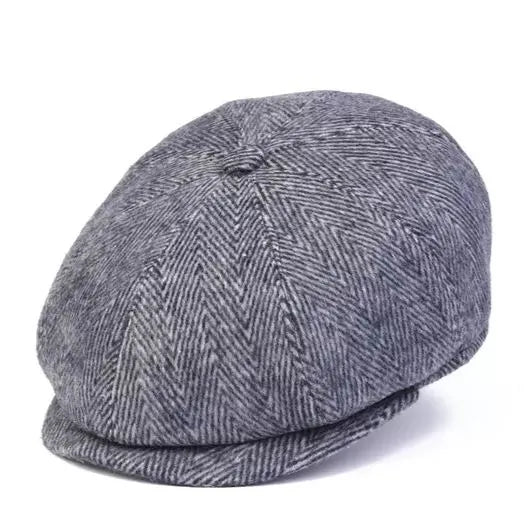 Herringbone Wool 8 Panels Newsboy Cap, Birmingham Hat