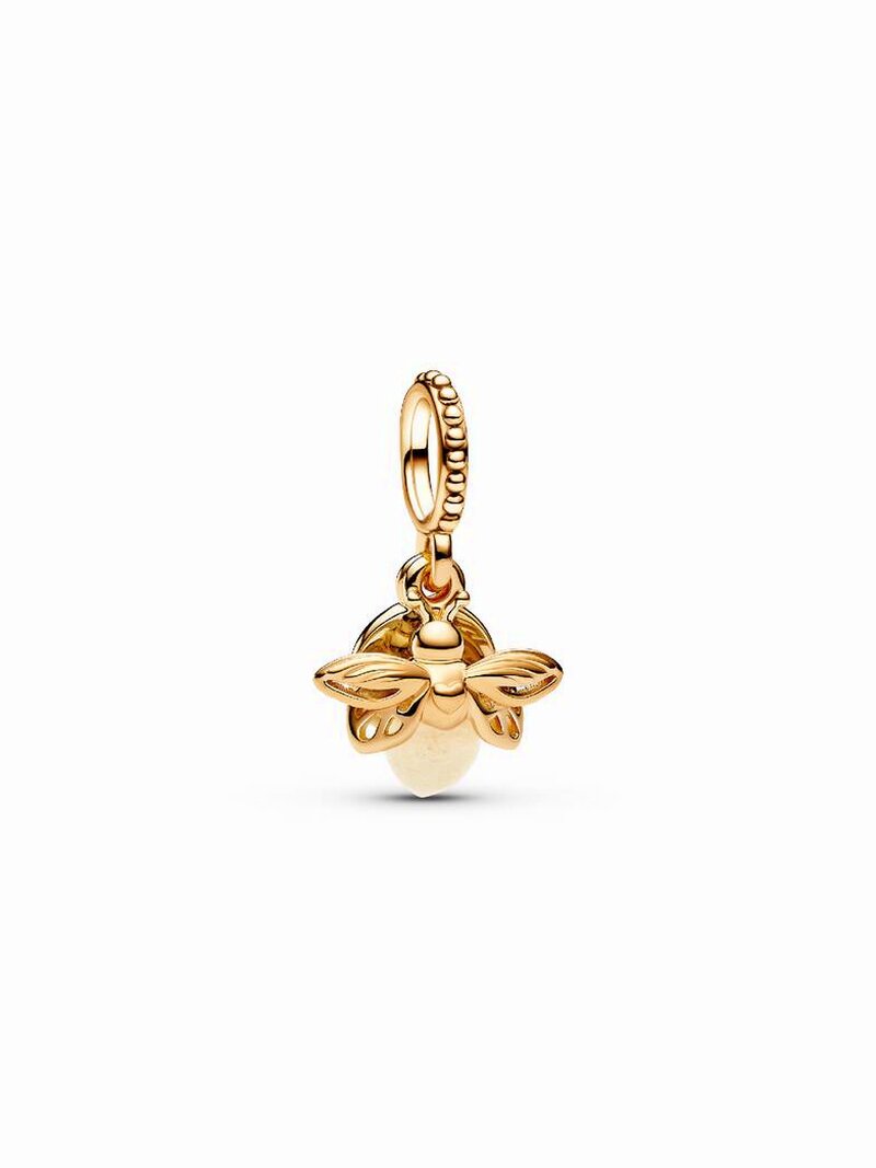 Glow Glass Insect Dangle Charm - Gold