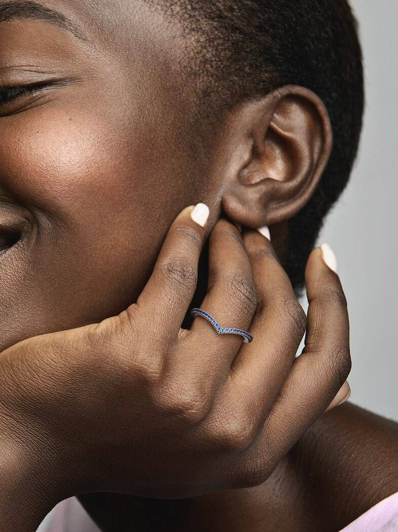 Sterling Silver Blue Wishbone Ring