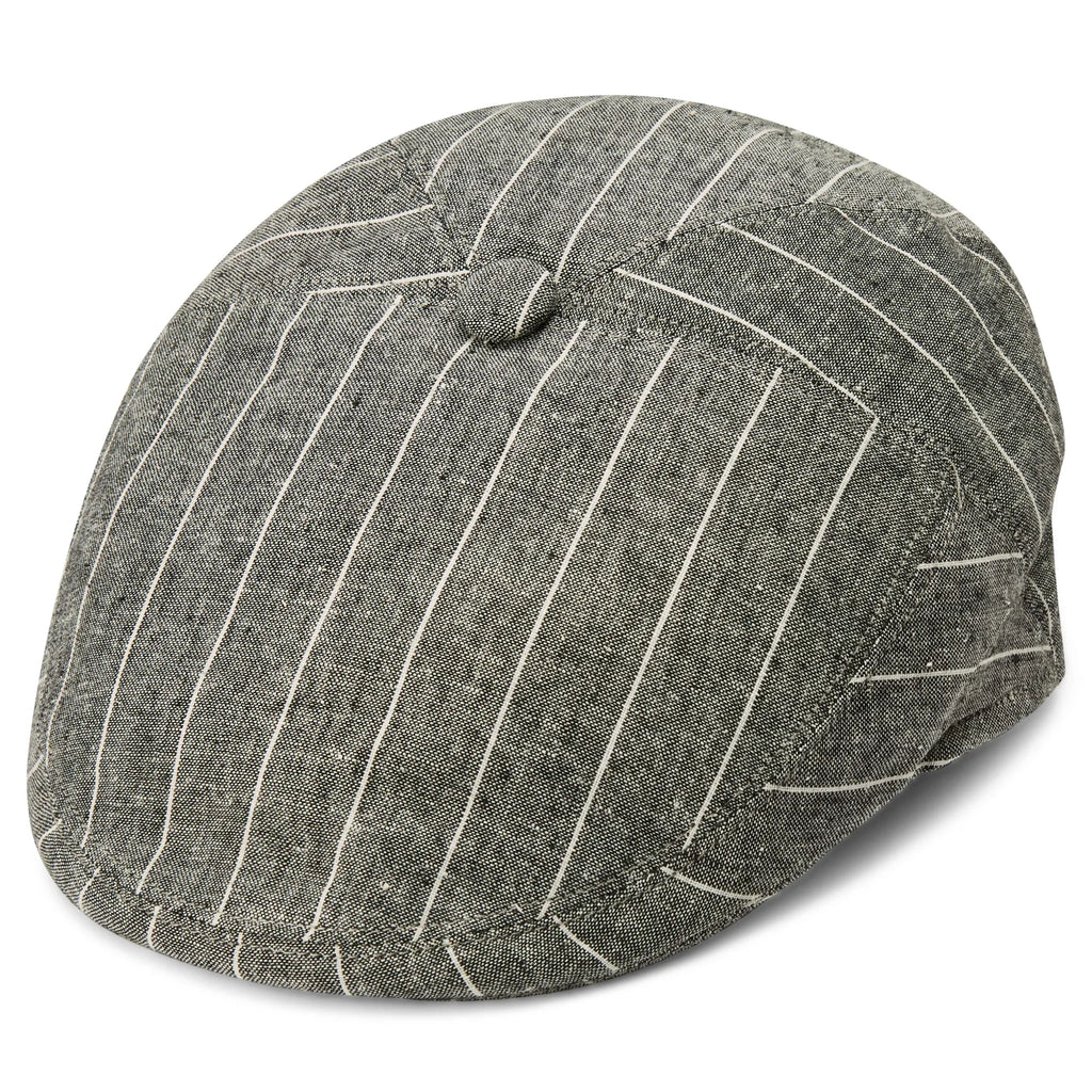 Grey & White Striped Moda Flat Cap