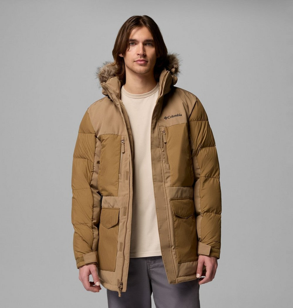 Men's Hooded Insulated Parka - Brown Black