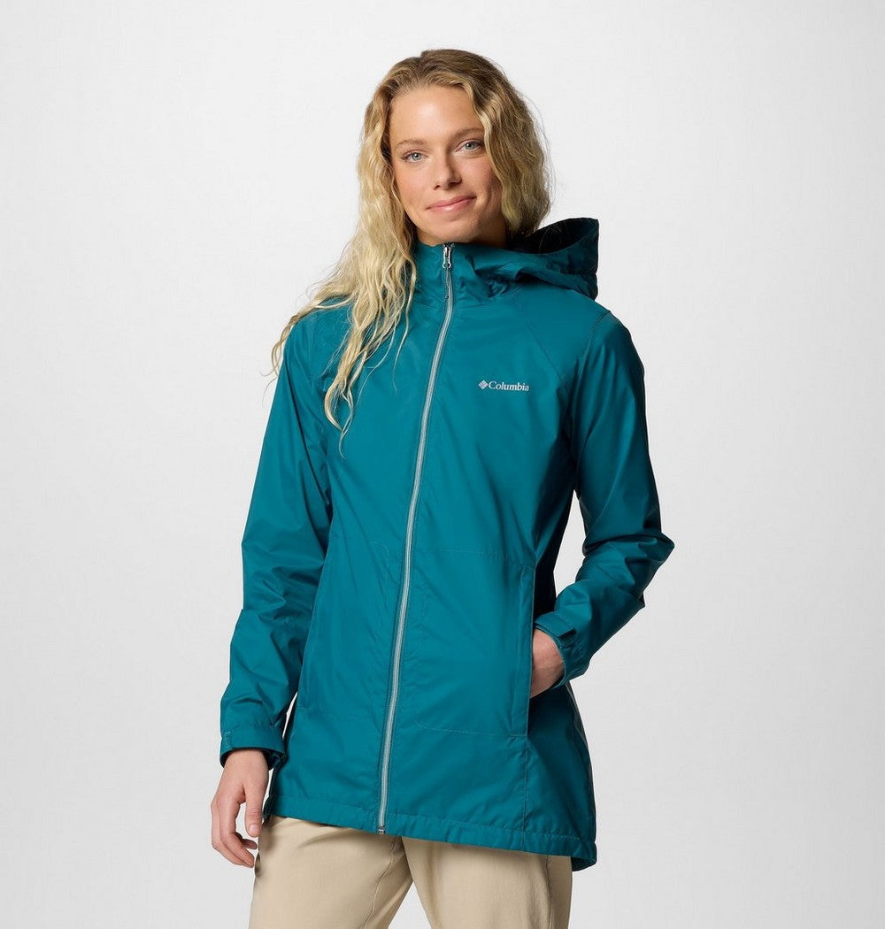 Women's Lined Long Rain Jacket - Blue