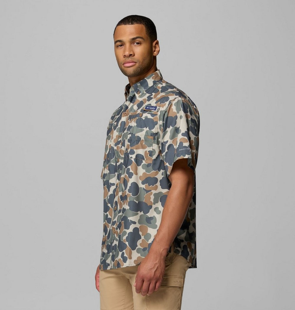 Men's Vented Short-Sleeve Fishing Shirt - Green Gingham