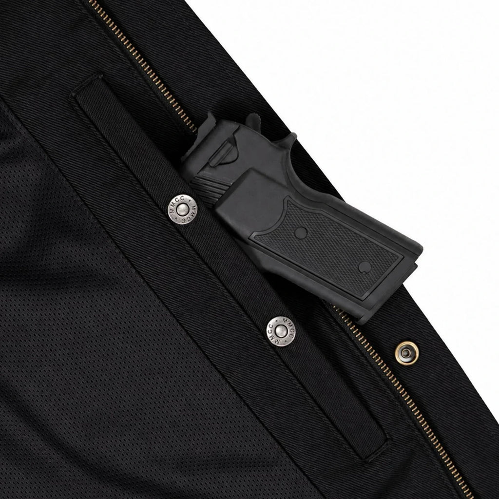 Men's Armored Denim Hooded Motorcycle Jacket