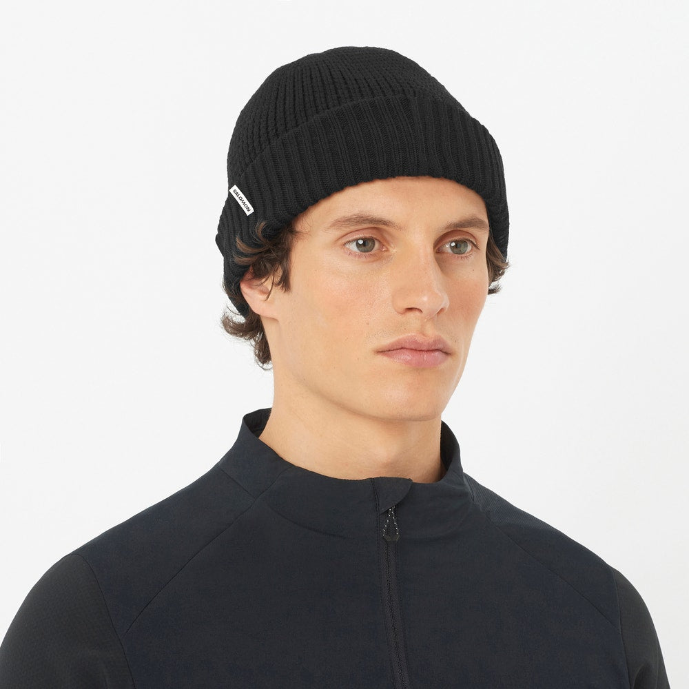 Wool Blend Cuffed Beanie - Brown