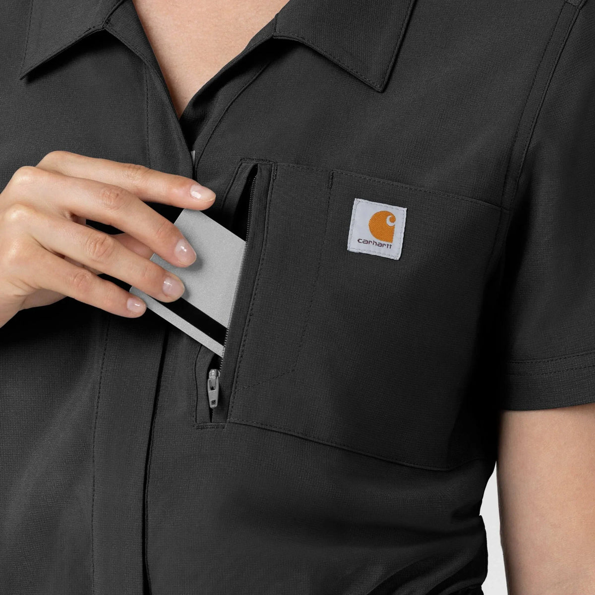 Women's Short Sleeve Scrub Coverall - Black