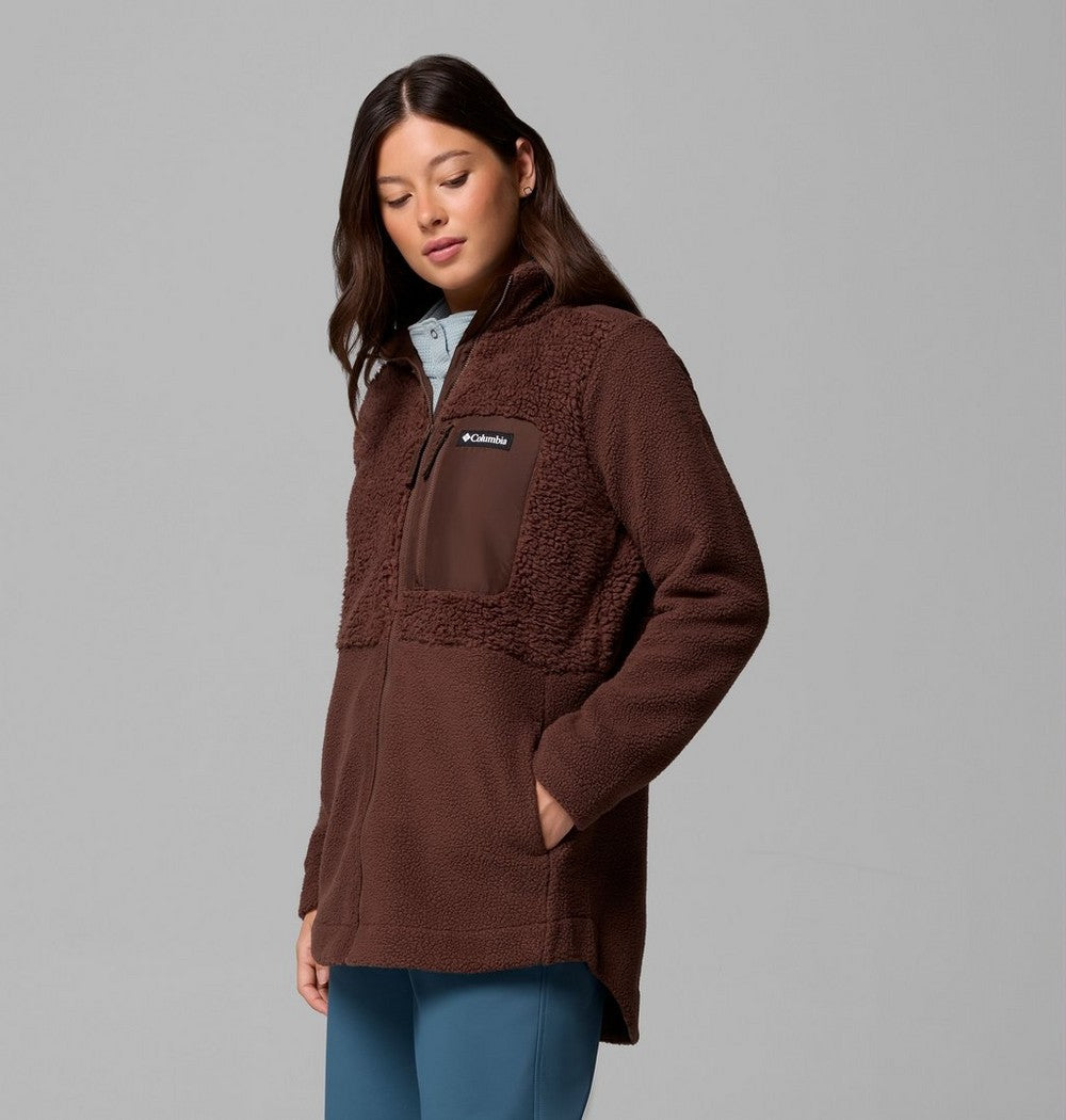 Women's Long Sherpa Full-Zip Fleece Jacket