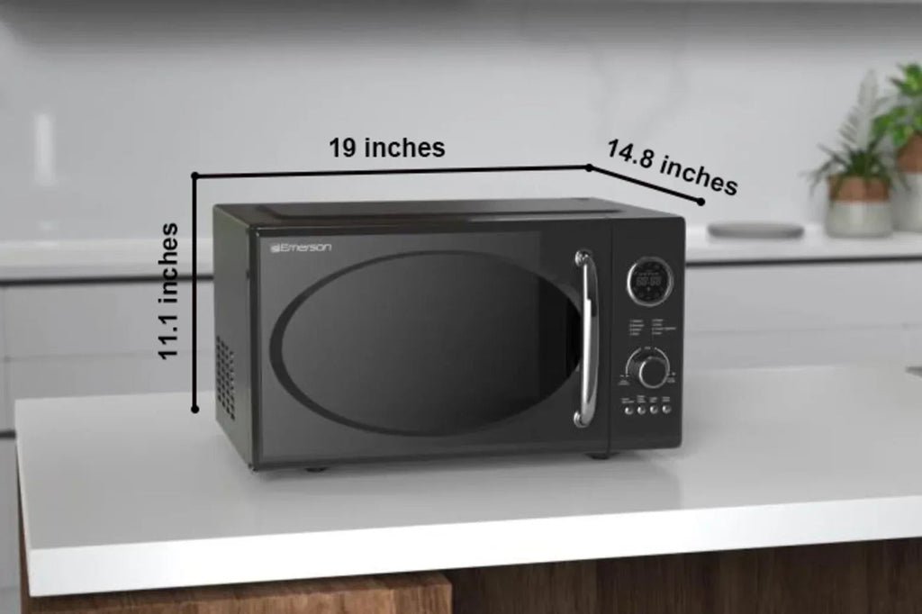 Emerson 0.9 Cu Ft 800W Retro Black Microwave Oven With Grill - MWRG0901BK