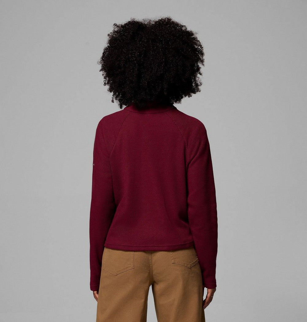 Women's Waffle Knit Half-Snap Shirt - Pink