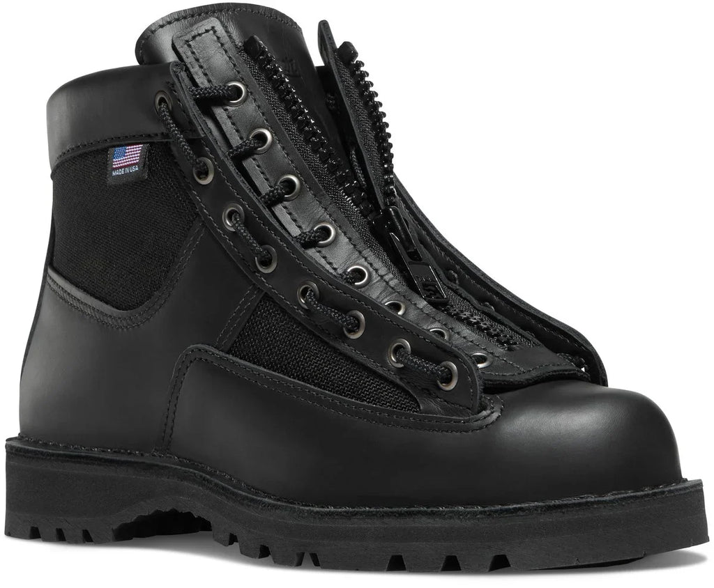 6-Inch Leather Lace-In Boot Zipper - Black