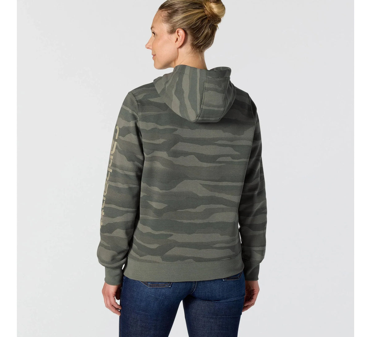 Women's Landscape Print Pullover Hoodie - Olive