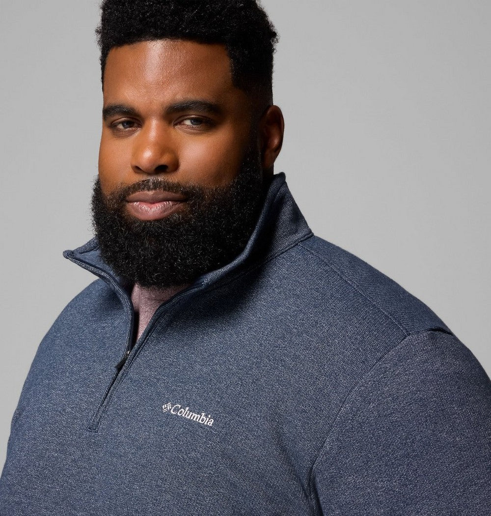 Men's Big Cotton-Blend Half-Zip Pullover - Black