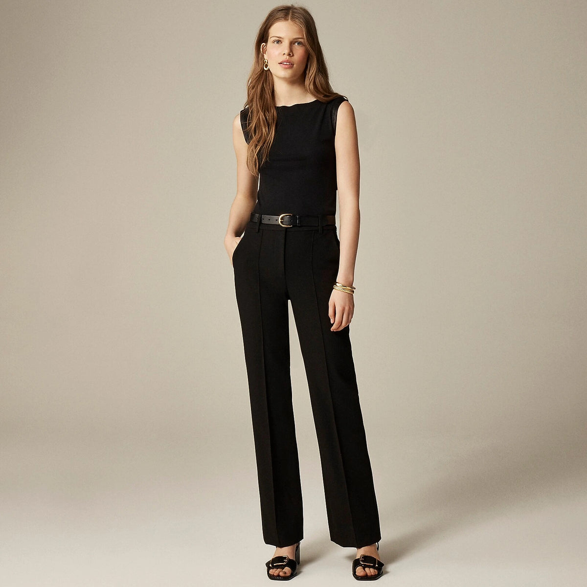 Women's High-Rise Flared Stretch Pants - Gray