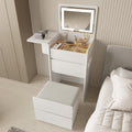 3-in-1 Vanity Desk Set With Flip-Top Lighted Mirror, Storage Stool And 15.7*19.7*31.5 Inches Table