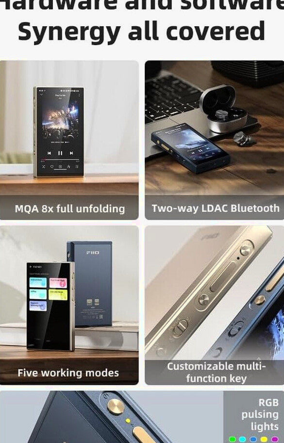 FiiO Hi-Res Music Player, Android 13, Snapdragon 680, 64 GB, Blue-Black - M21