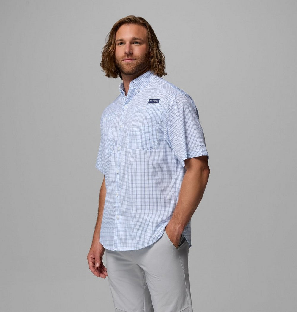 Men's Vented Short-Sleeve Fishing Shirt - Green Gingham