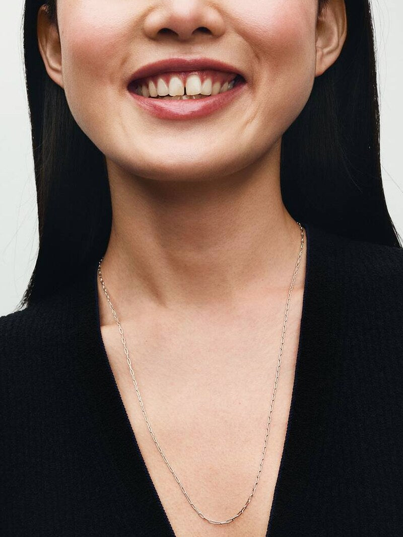 Sterling Silver Elongated Link Chain Necklace