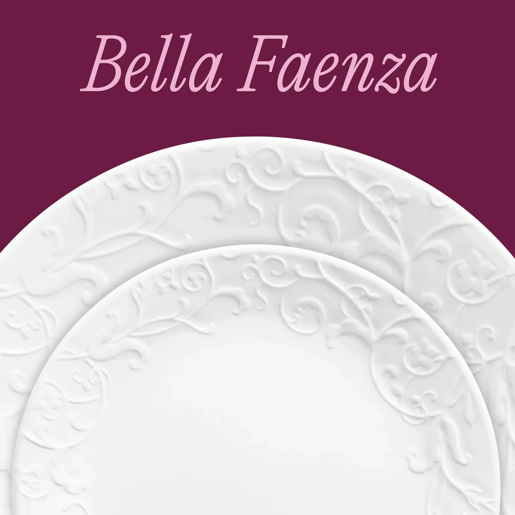 18-Piece Embossed White Dinnerware Set
