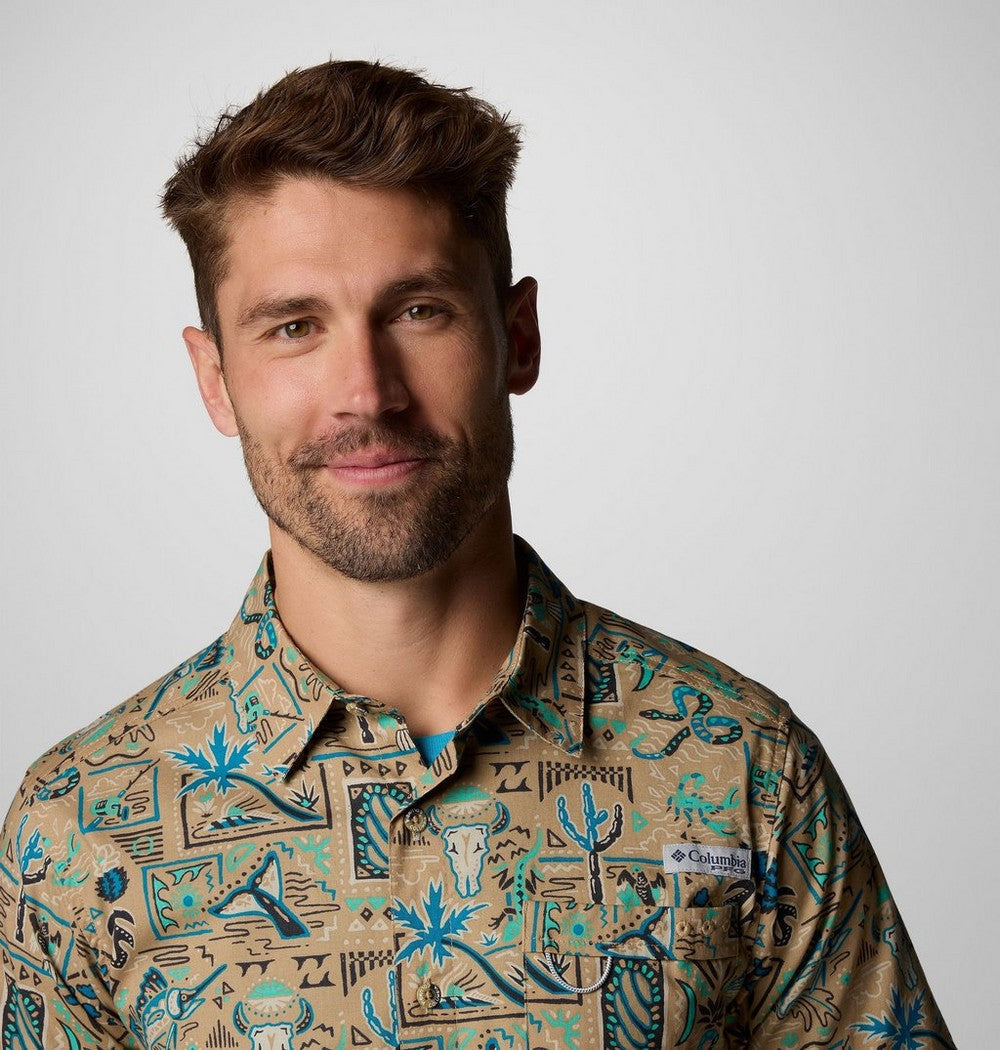 Men's Short-Sleeve Cotton Camp Shirt - Gray