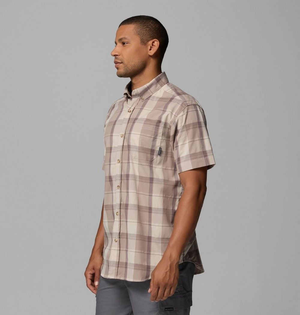 Men's Stretch Short Sleeve Plaid Shirt - Navy