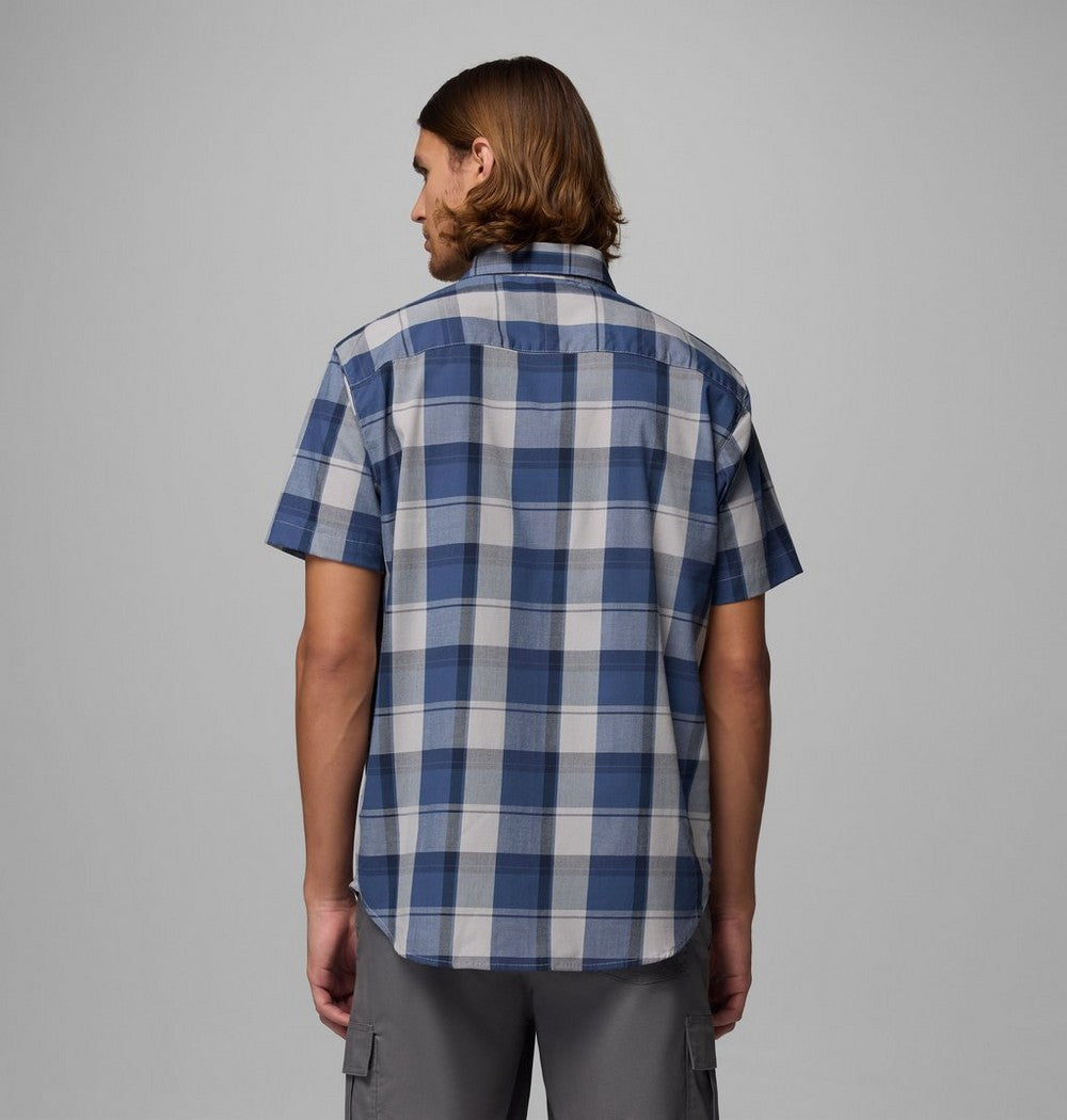 Men's Stretch Short Sleeve Plaid Shirt - Navy