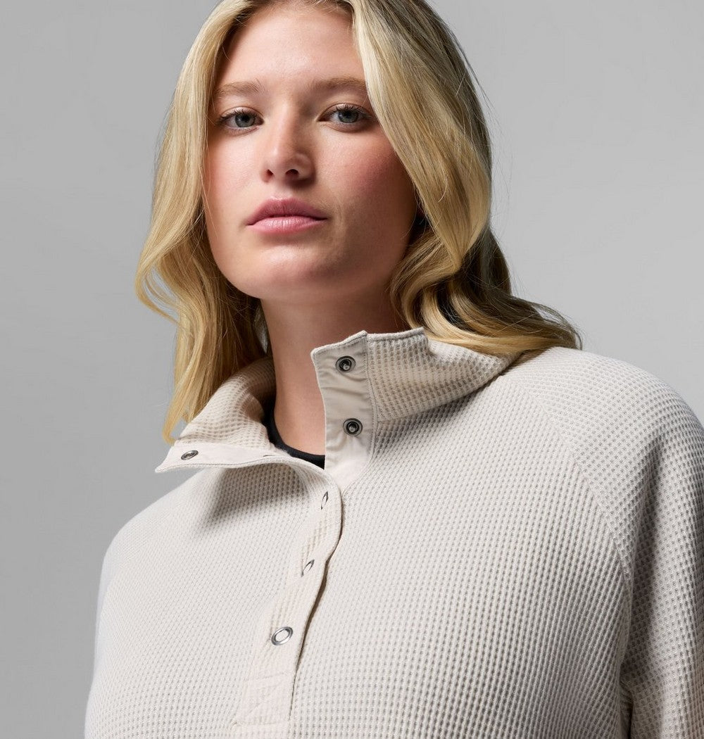 Women's Waffle Knit Half-Snap Shirt - Pink
