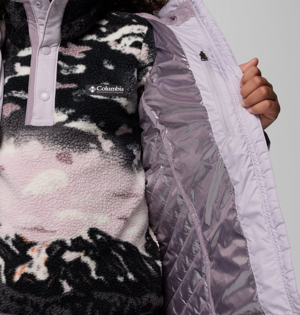 Girls' Long Insulated Hooded Jacket - Wine