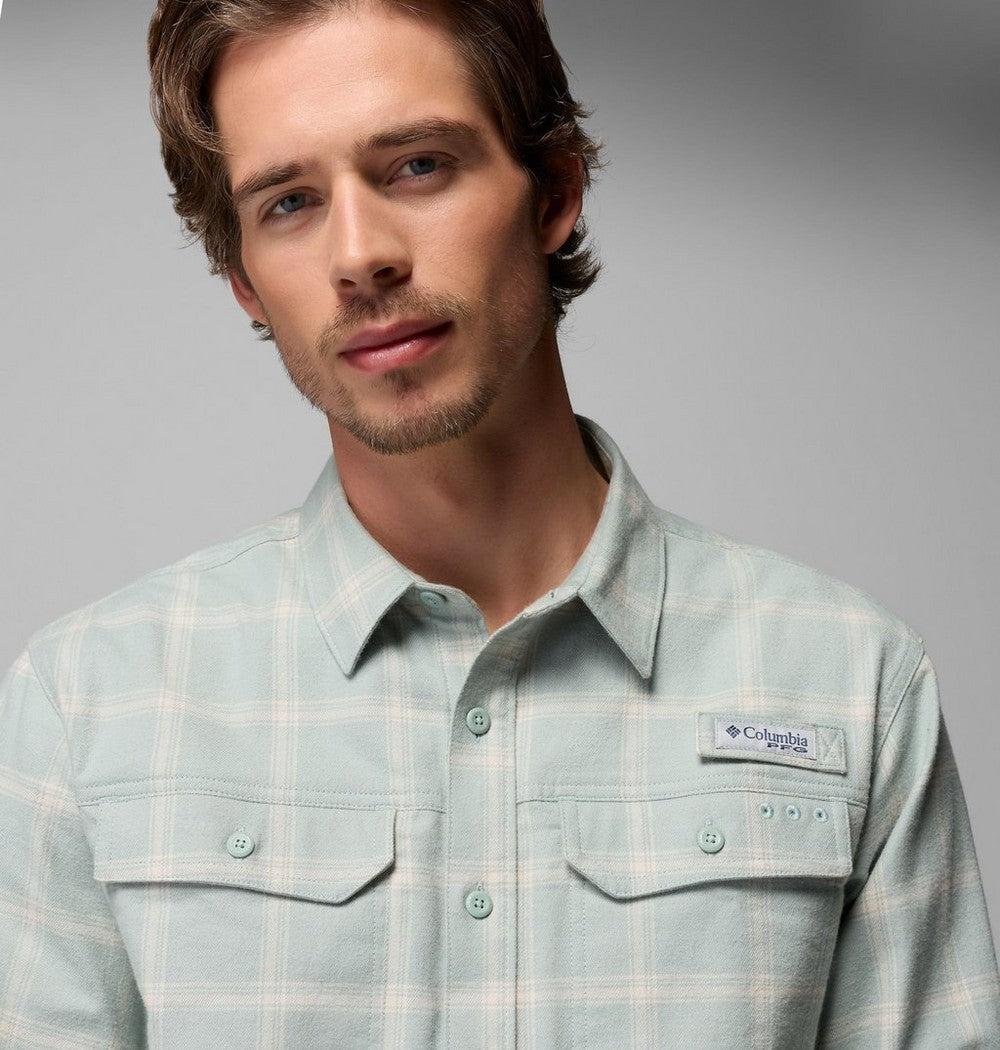 Men's Stretch Cotton Fishing Flannel Shirt - Blue