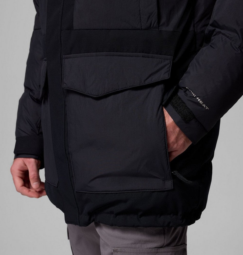 Men's Hooded Insulated Parka - Brown Black