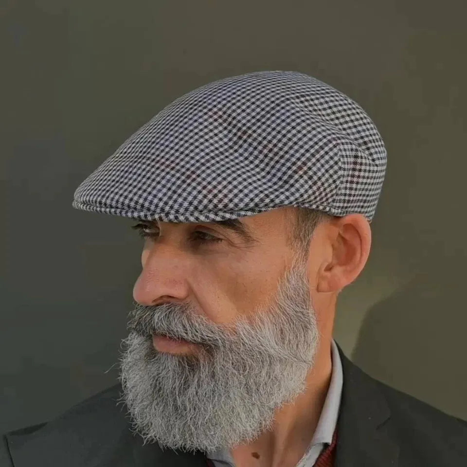 Massimo Burgundy & Navy Checkered Moda Flat Cap