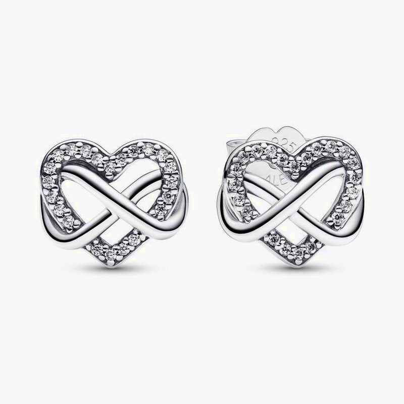 Sterling Silver Infinity Heart Stud Earrings