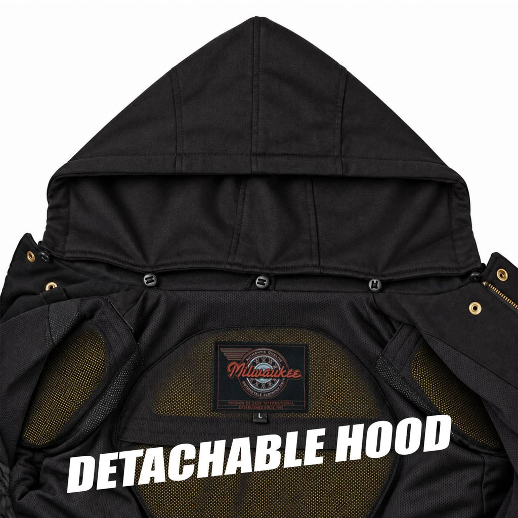 Men's Armored Denim Hooded Jacket - Black/Green