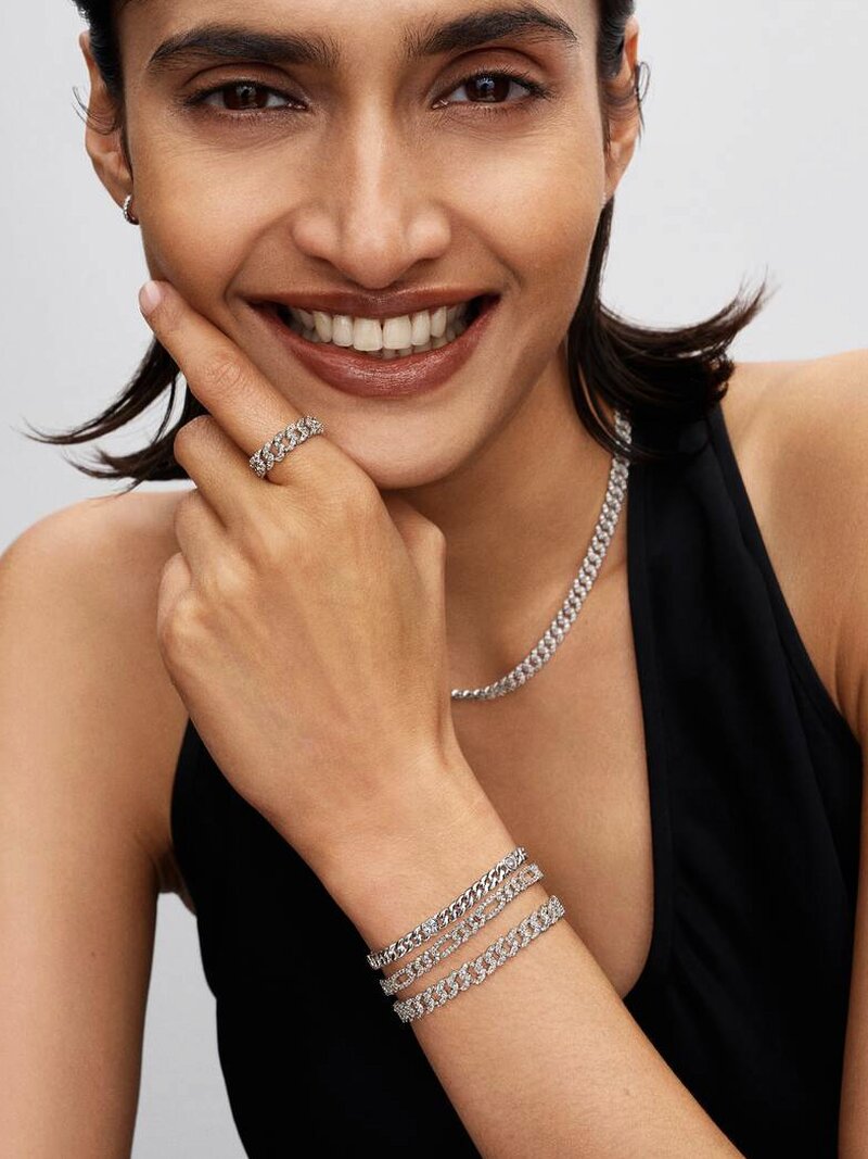 Pavé Curb Link Bracelet - Silver